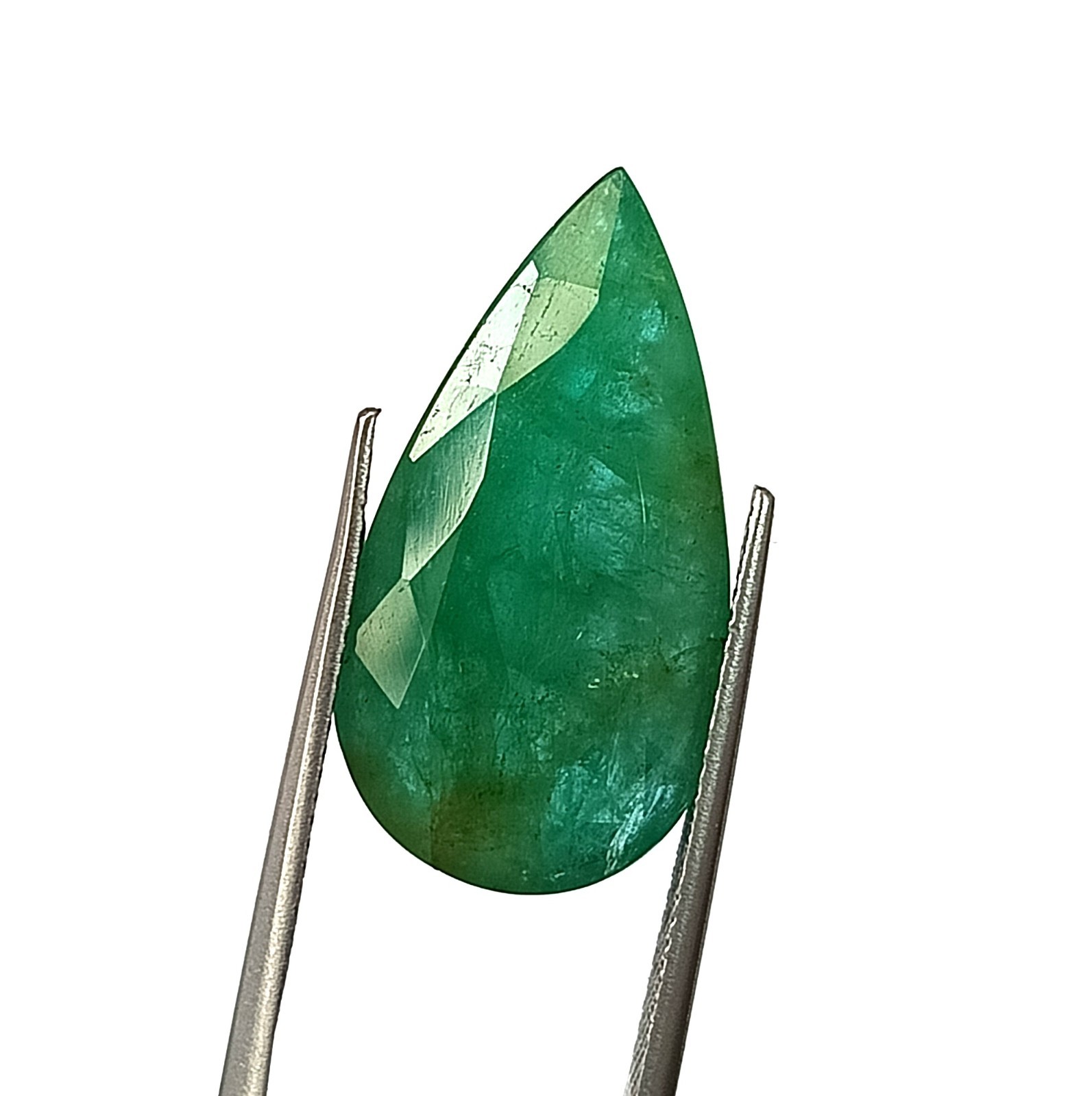 13.45 Carat Pear Shape Natural Zambian Green Emerald Faceted Gemstone 13.3X25 MM