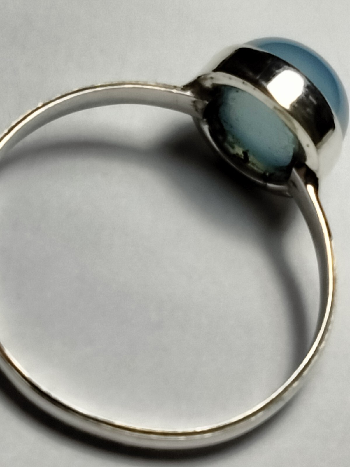 LOVELY SEA BLUE CHALCEDONY IN STERLING SILVER.925 RING SIZE 9.0-9.25!