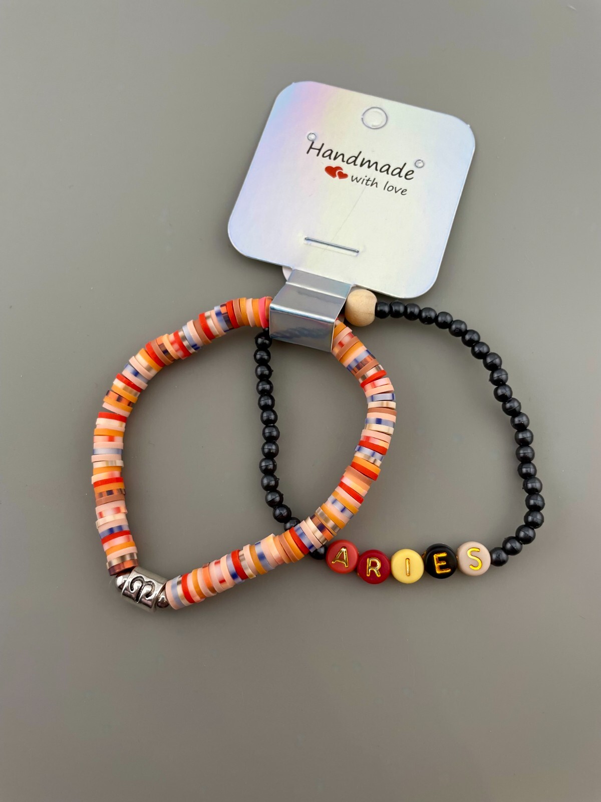 Handmade Aries Zodiac Bracelet Set Beaded Stretch Astrology Horoscope Jewelry