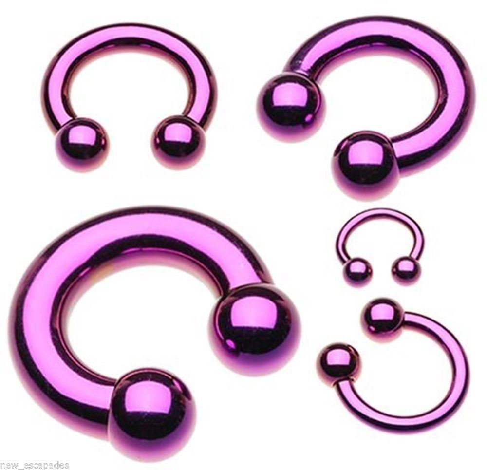 Horseshoe Heavy 10 Gauge 1/2″ Titanium IP Purple 6mm Balls Body *