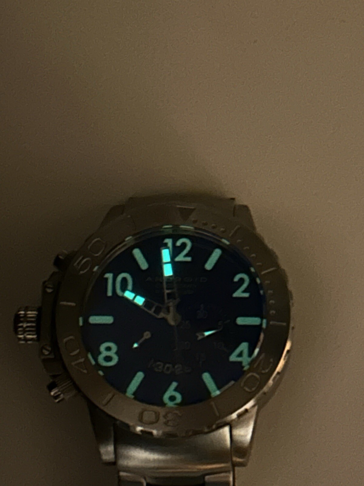 Android USA AD459 Silver/Blue 45mm 500m Chronograph Left-Handed Persons Watch