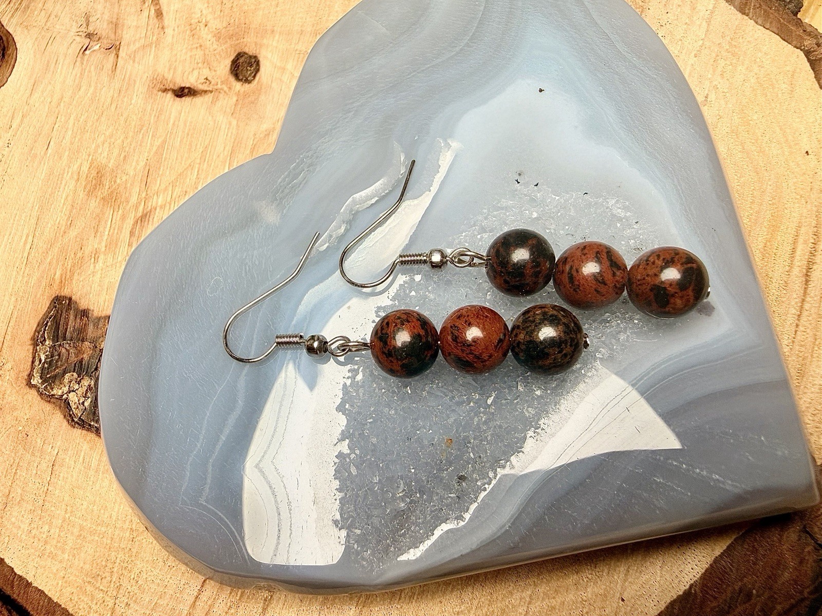 Mahogany Obsidian Gemstone Handmade Drop Dangle Earrings