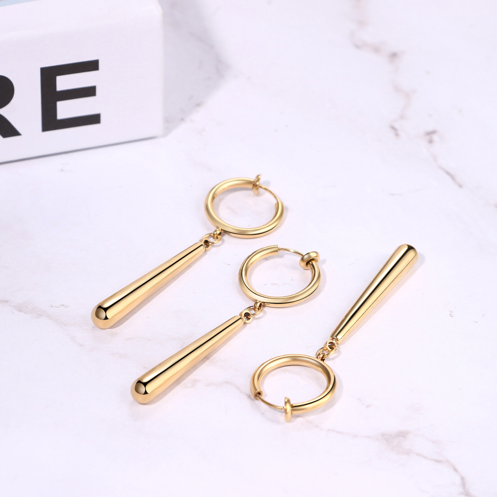 3 Piece Zoro Stainless Steel Anime Cosplay Lover Long Bar Dangle Clip-on Earring