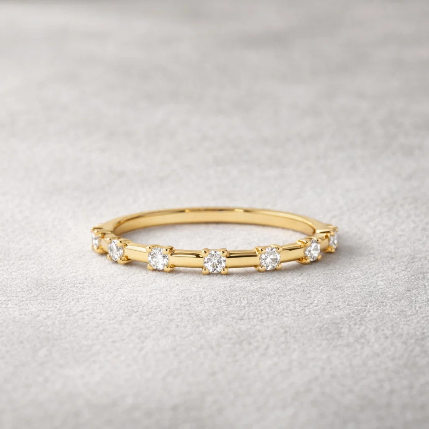 0.20 Ct Natural Round Cut Diamond Eternity Wedding Band Ring 14K Yellow Gold