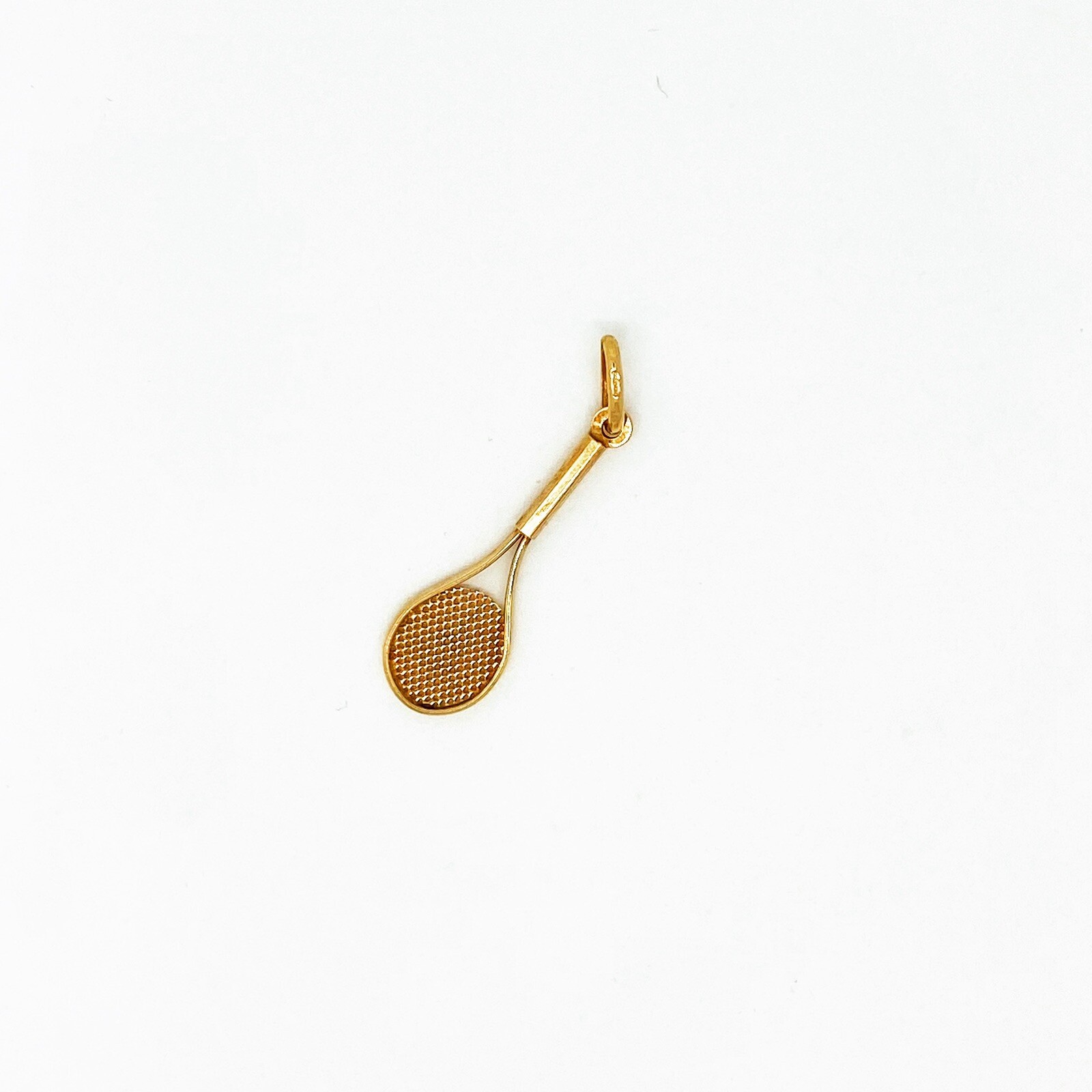 Genuine 9 Carat Yellow Gold Tennis Racket Charm / Pendant