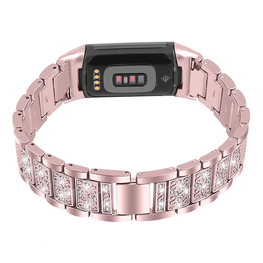 Diamond Stainless Steel Band for Fitbit Charge 6 / Charge 5 Bracelet Metal Strap