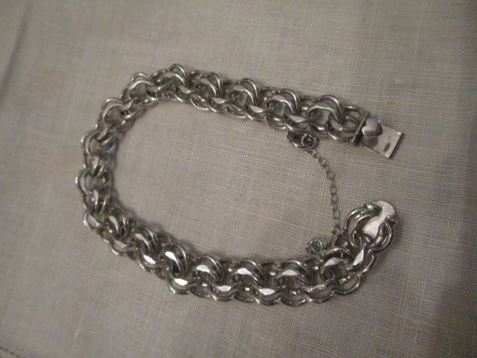 Vintage ELCO sterling silver double link charm bracelet 7″ , 23.2 gm
