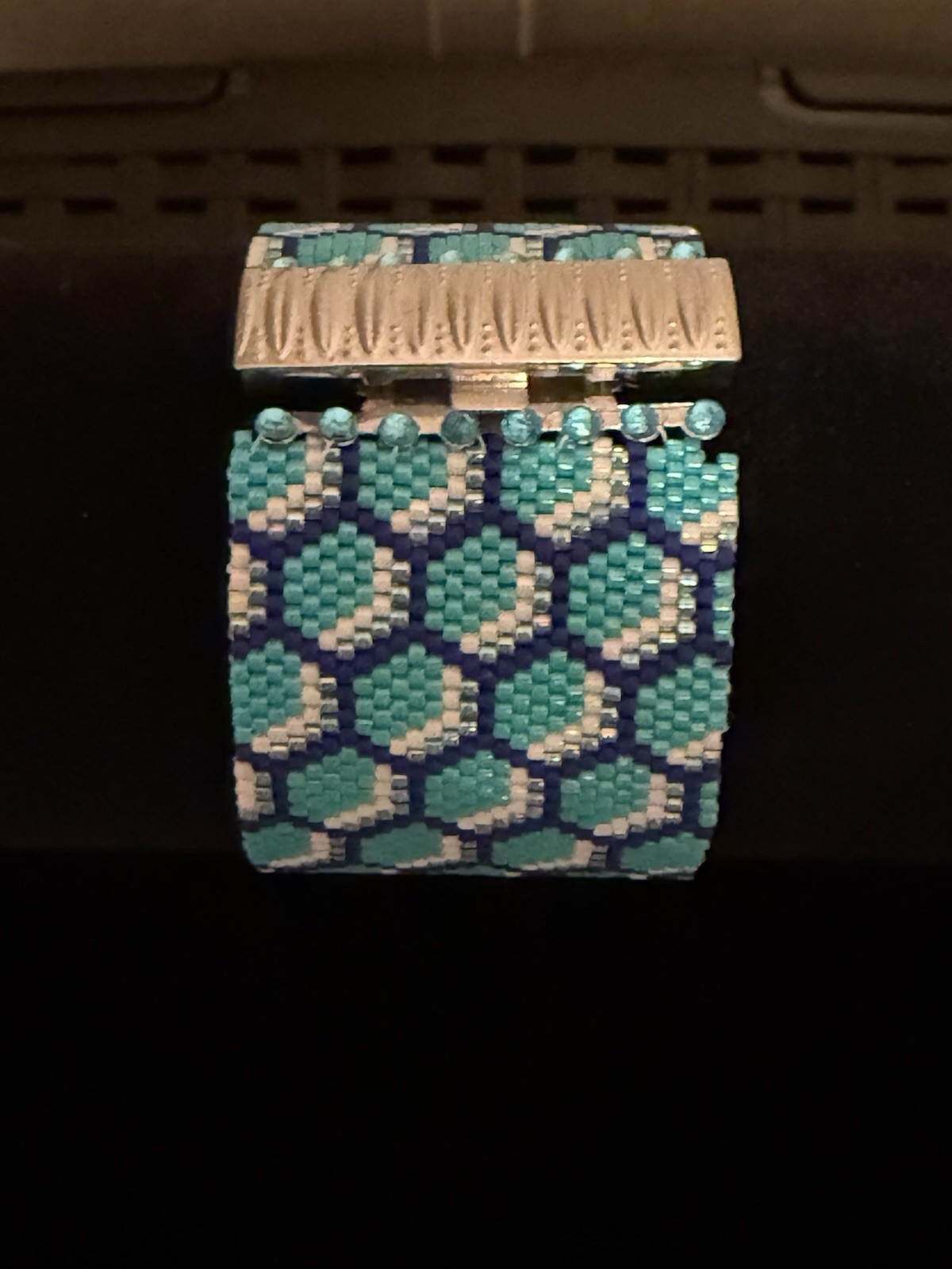Handmade Honeycomb, Seed bead Bracelet. Length 7.5”.