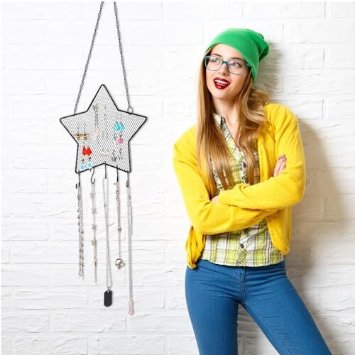 2 Pcs Wall Mount Earring Holder Organizer Jewelry Display Rack w/ Hanging Hooks