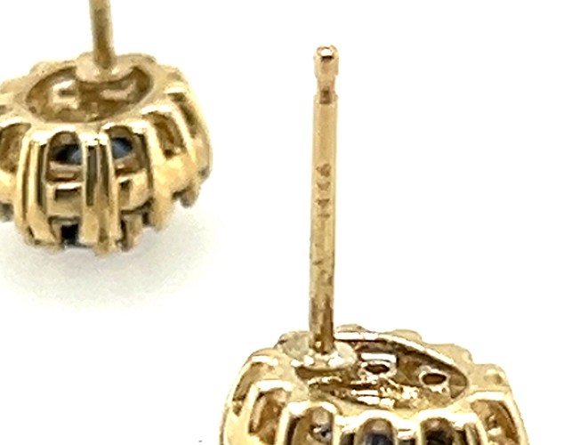 Brand New Sapphire Diamond Stud Halo Earrings 1.83ct 14K Yellow Gold