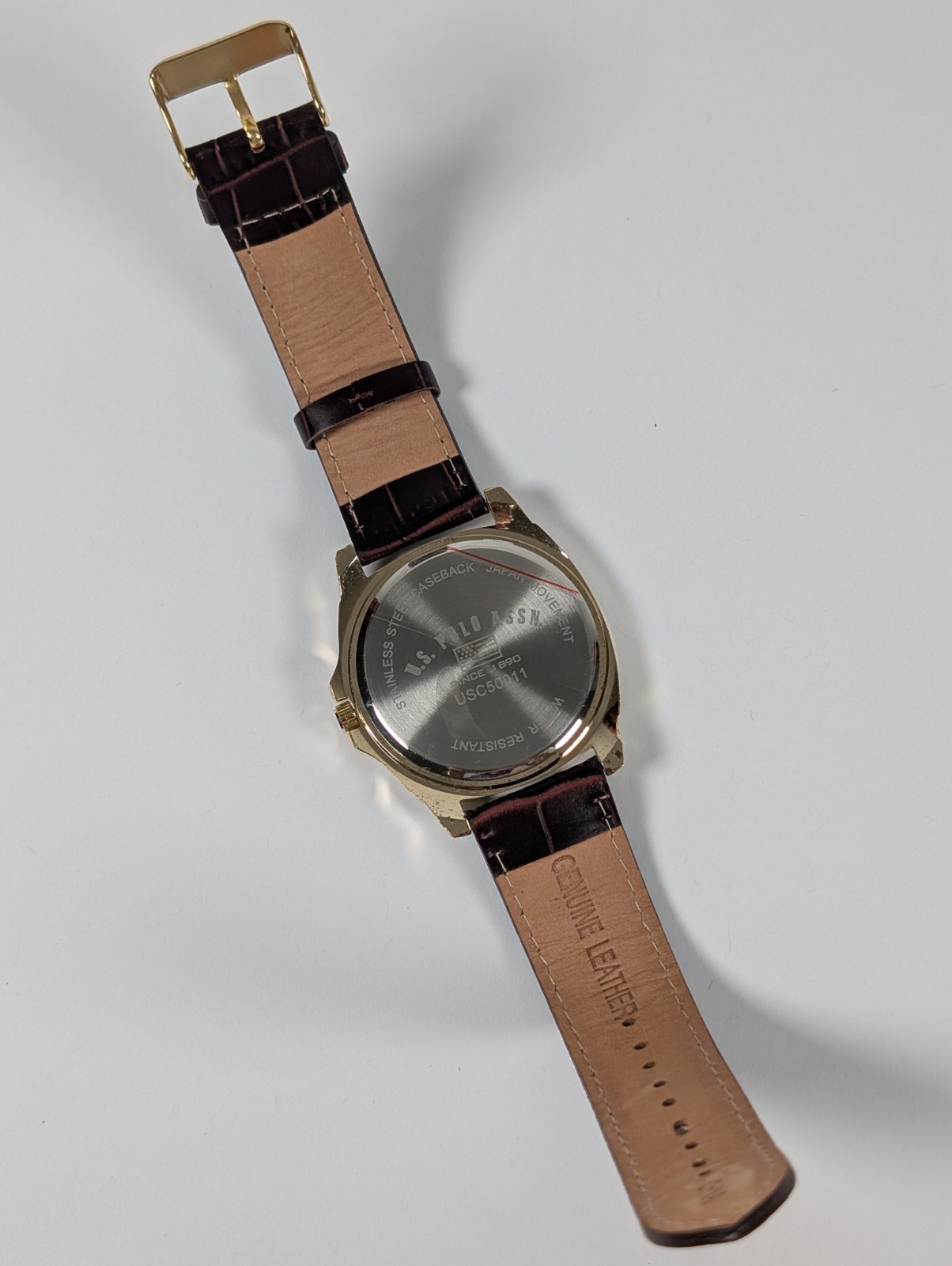 U.S Polo Assn. USC50011 Watch Brown Leather Strap 41mm NEW BATTERY
