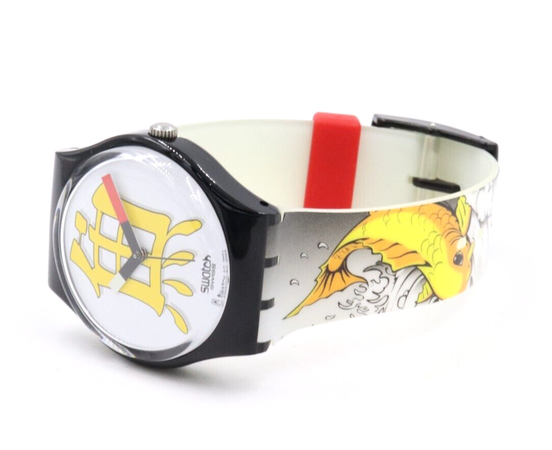 New Swiss Swatch Originals Prosperous Fish Silicone Watch 34mm GB226 $75