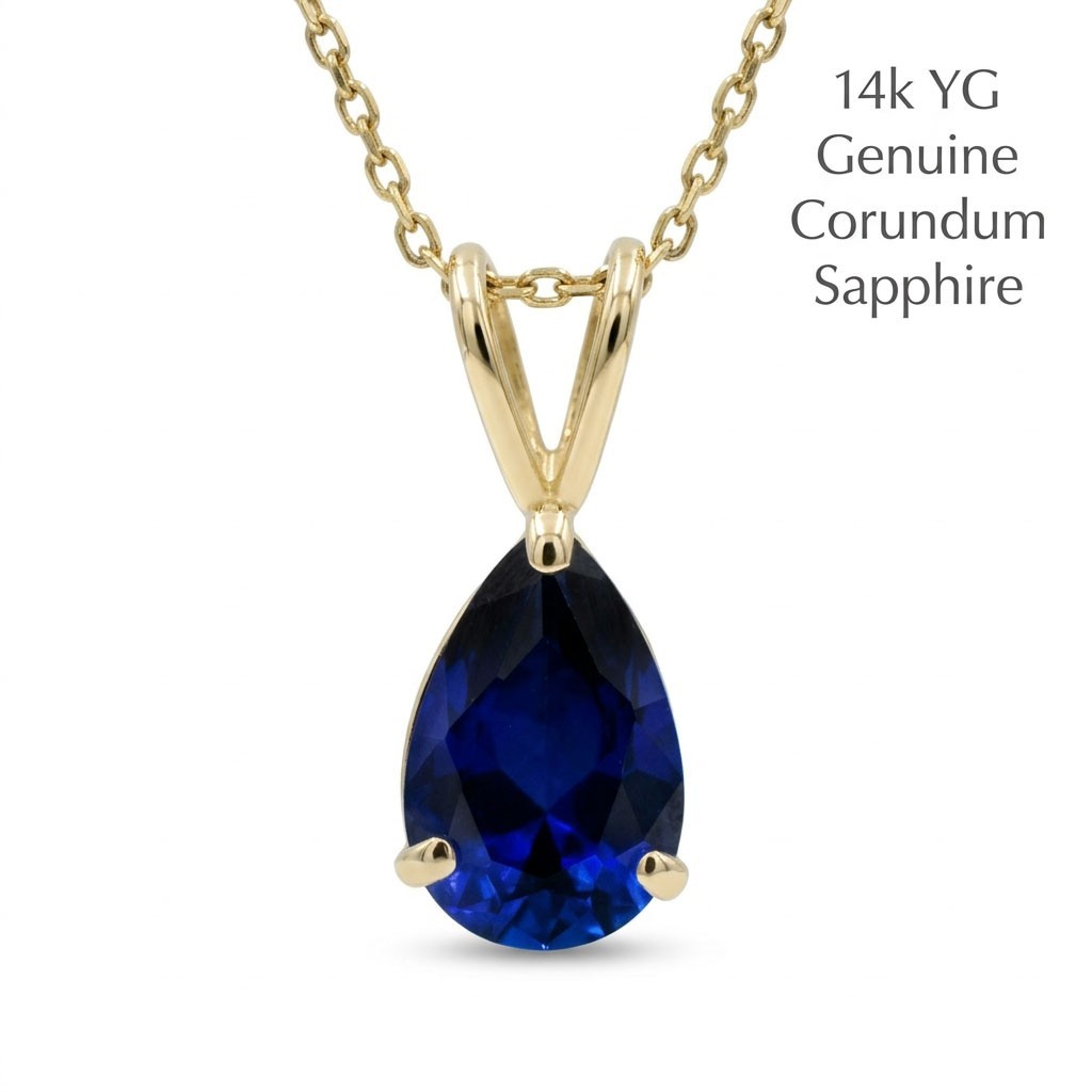 GENUINE 2.19 Cts BLUE SAPPHIRE PENDANT 14K GOLD – Free Appraisal – MADE IN USA