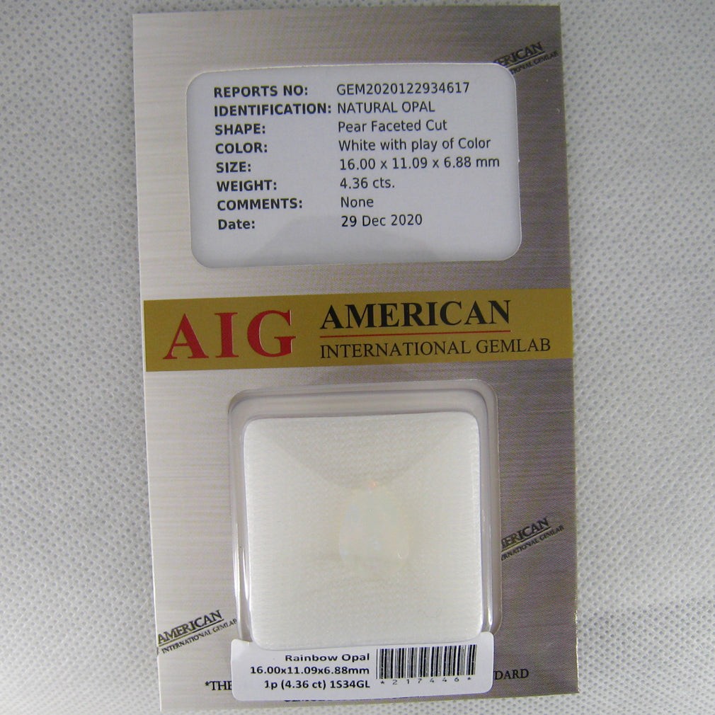 4.36 ct AIG Certified Oval (16.00 x 11.09 mm) Welo Natural Rainbow Opal