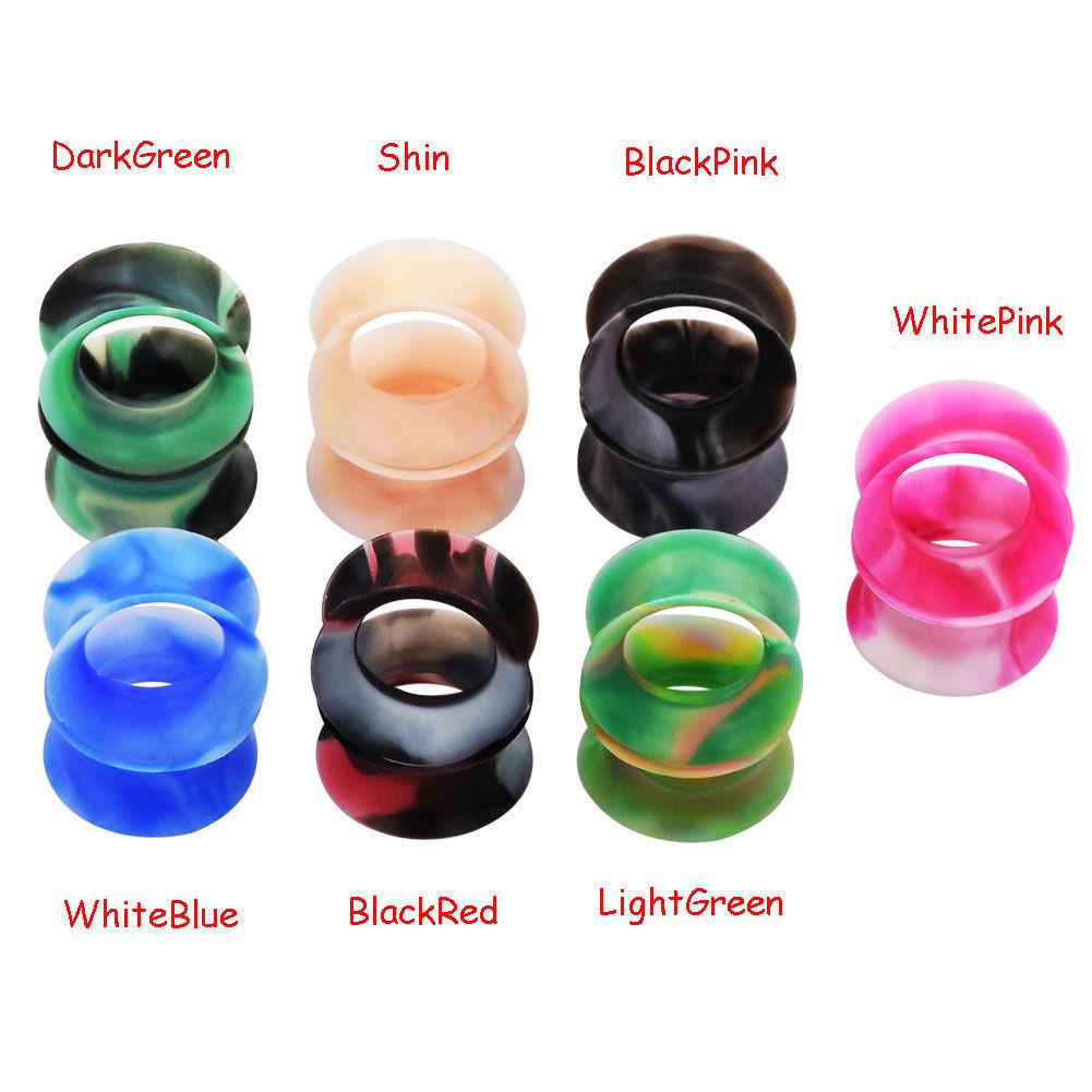 2Pcs Silicone Ear Plugs Flesh Tunnels Ultra Thin Double Flared Ear Gauge Earlets