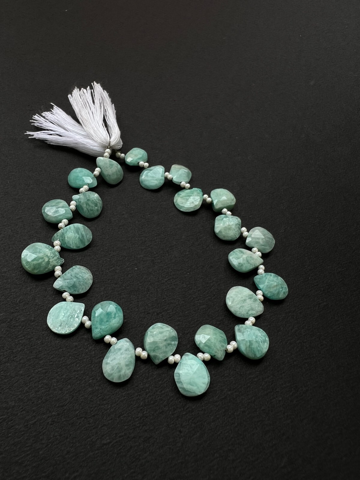 Natural Amazonite Faceted Pear Briolette Beads 1 Strand 8-9mm Teardrop Gemstone