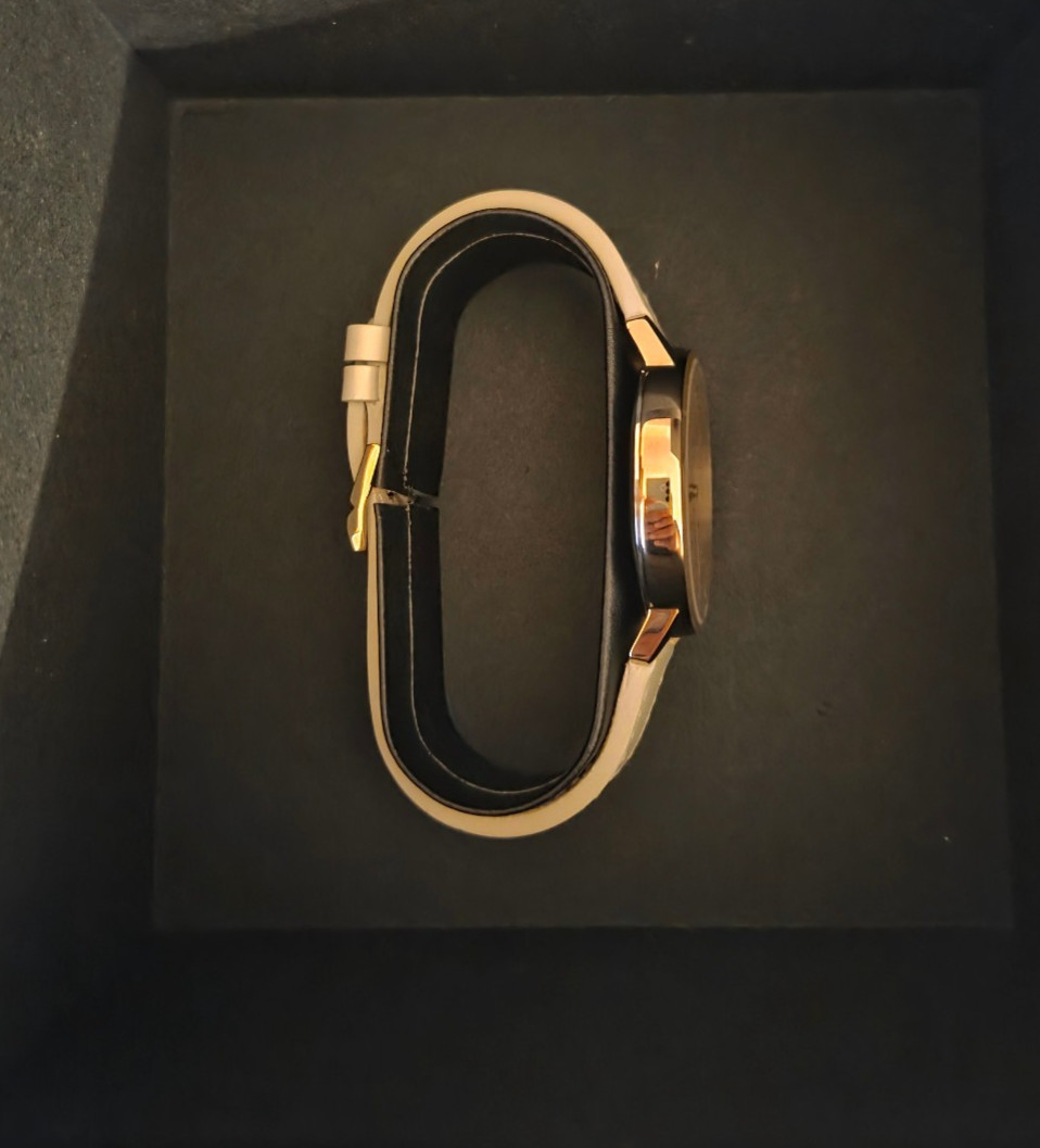 Movado Face | 41mm Rose Gold Stainless Steel Case, Ivory Dial, Leather strap