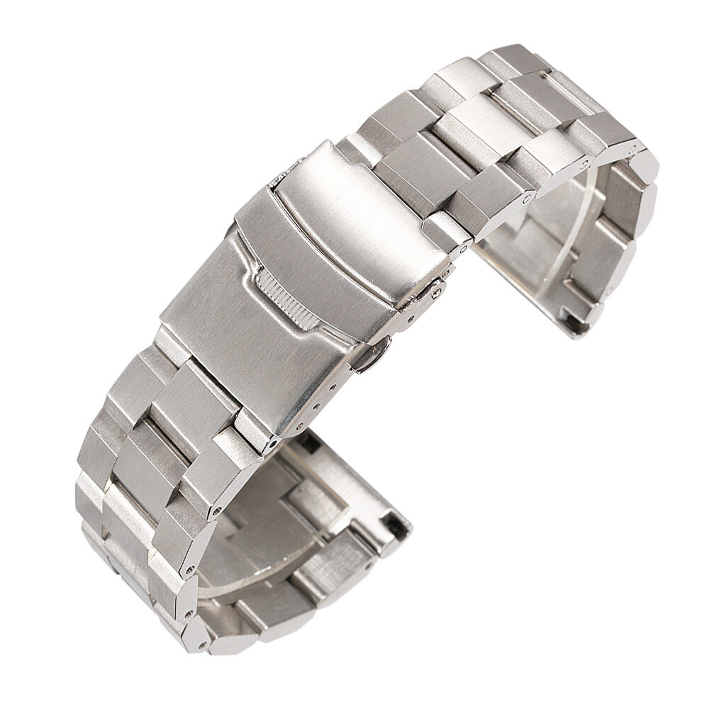 Solid Stainless Steel Watch Band Straps Mens Rugged Metal Bracelet 18/20/22/24mm