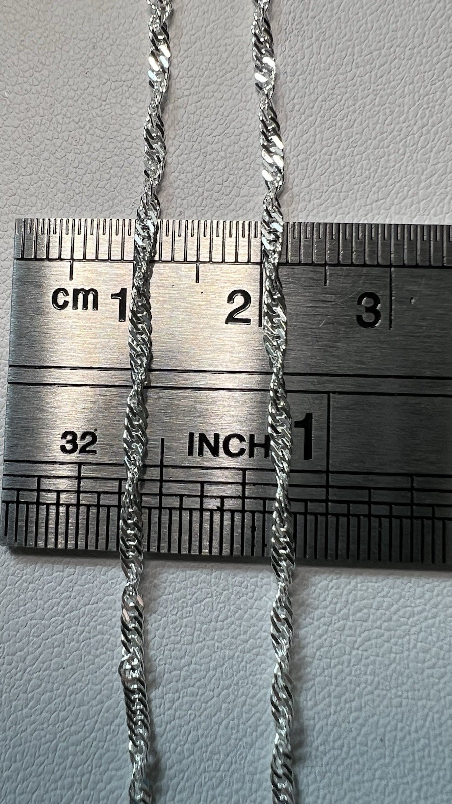 925 Sterling Silver Singapore Chain Necklace, Spring Ring, Made in Italy 18”
