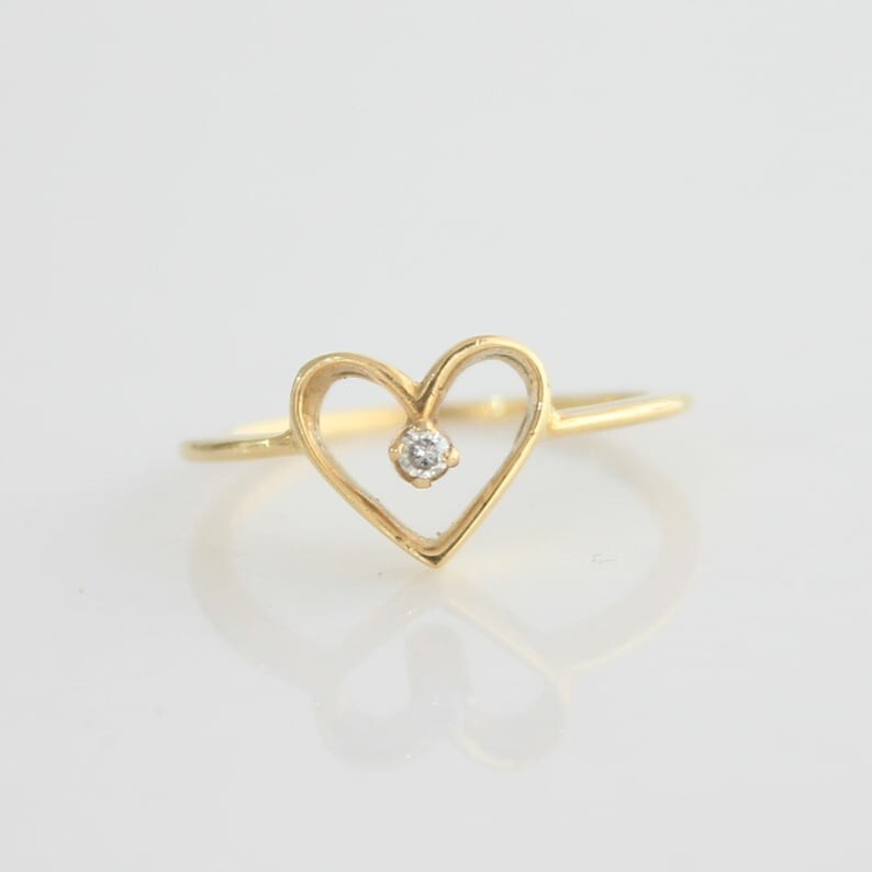 Heart Shape Moissanite Diamond Engagement Ring Minimalist Stacking Promise Ring