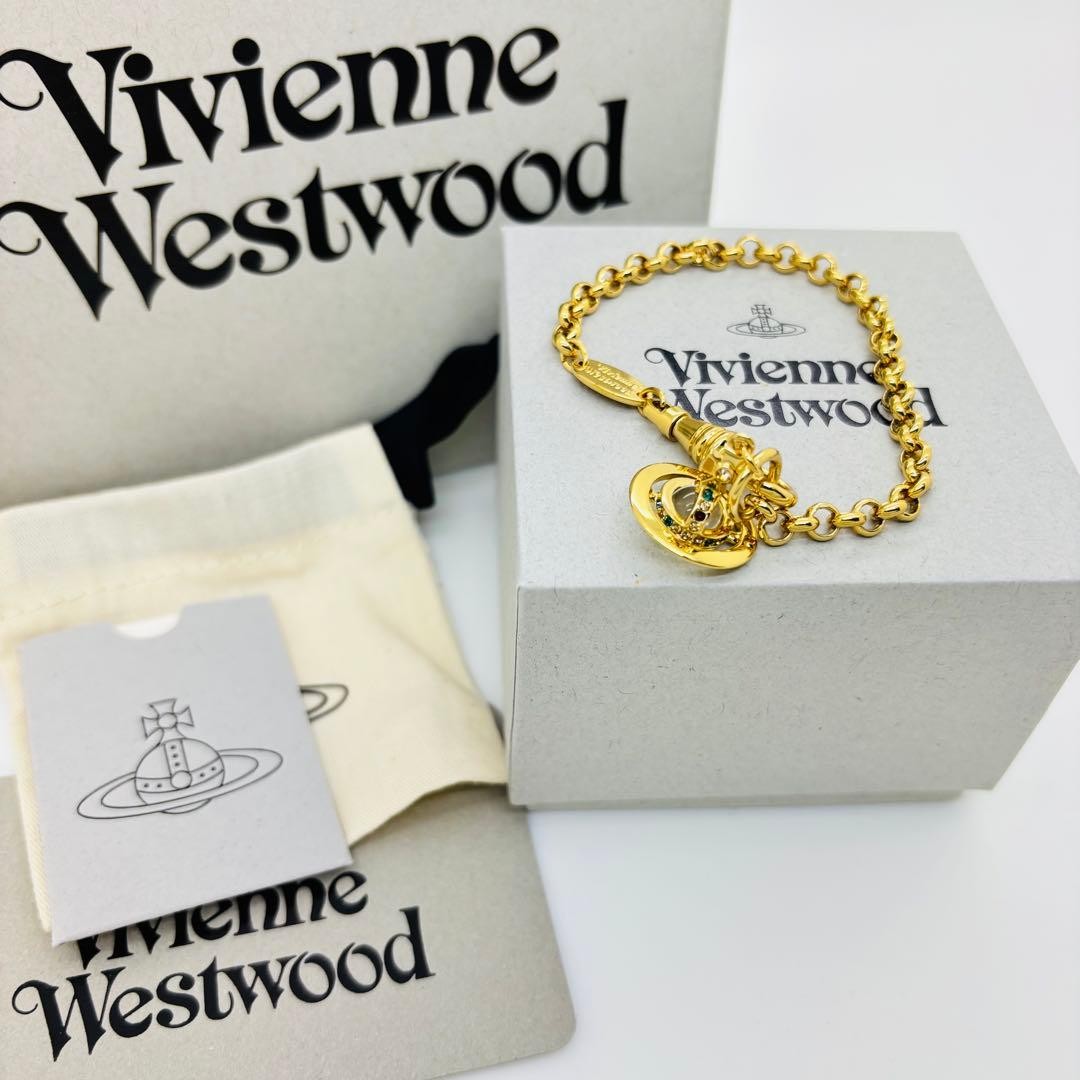 Vivienne Westwood New Petite Orb Bracelet Gold Coating Crystal Japan Unused