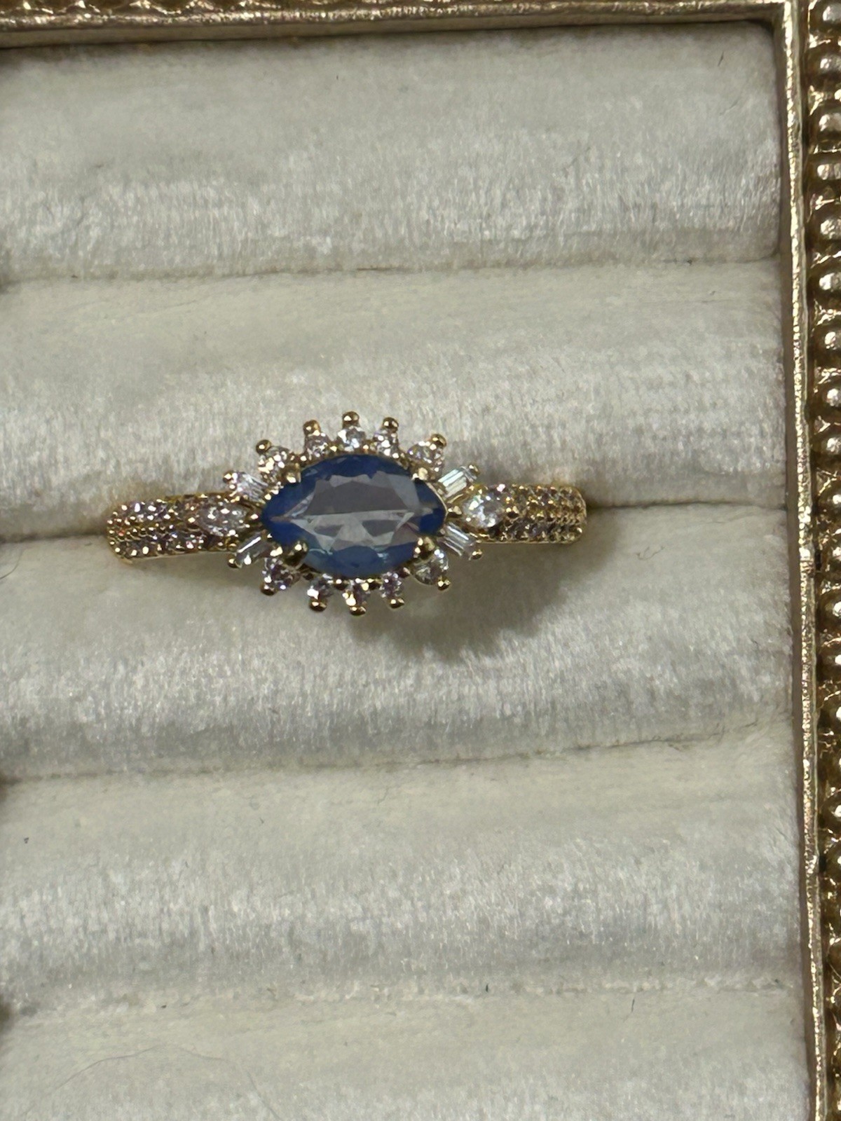 Bomb Party OG Original Ring SZ 10 Lab Created Blue Moonstone and CZ Gold-Plated