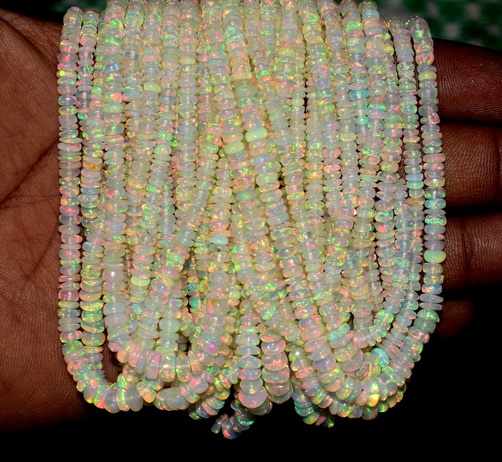 Opal Beads Necklace 16″Natural Ethiopian Fire Opal Gemstone beads Strands 1