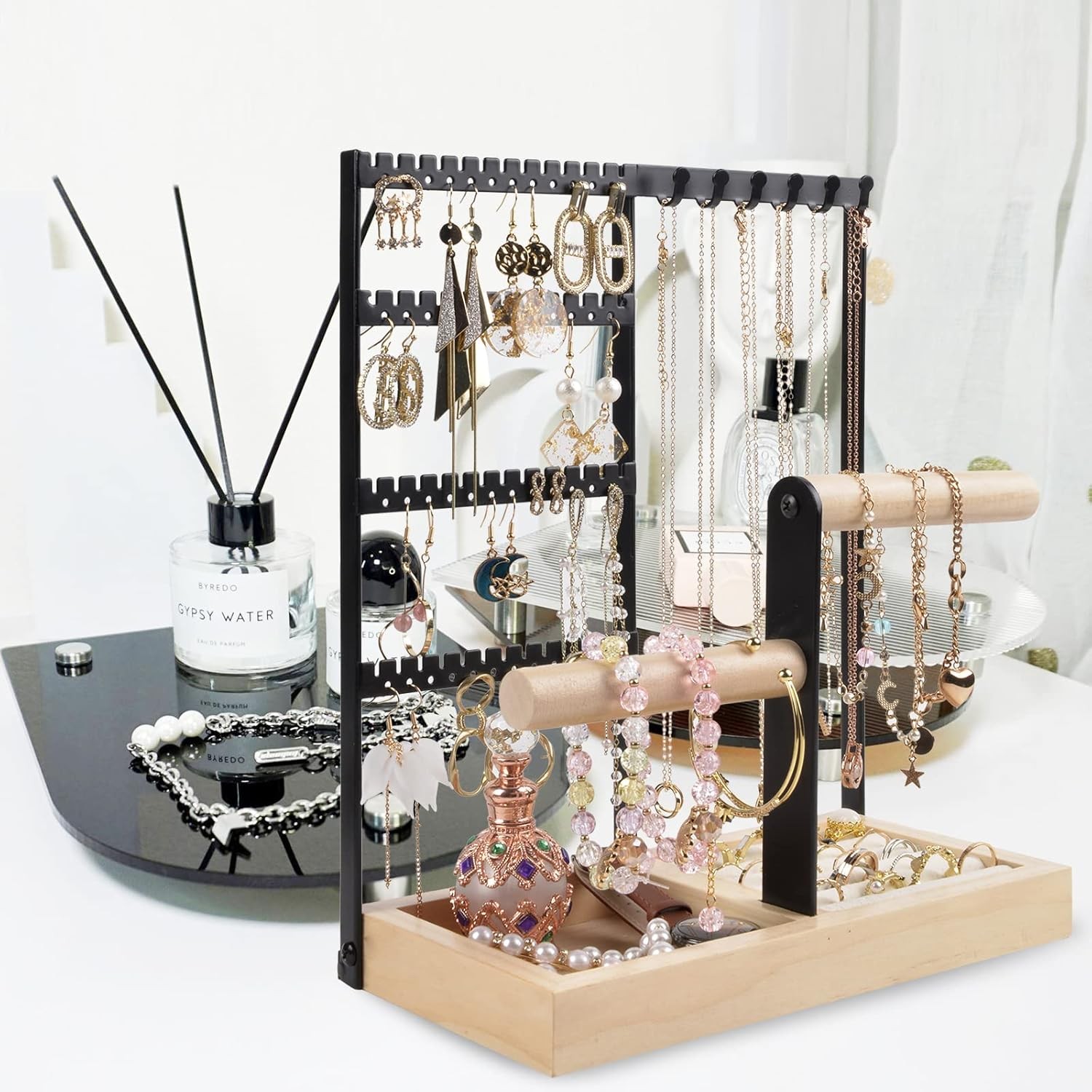 Jewelry Organizer Stand Necklace Organizer Earring Holder, 6 Tier Jewelry Stand