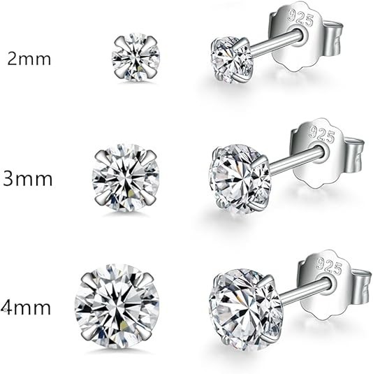 6Pares Aretes De Plata 925 Circonita Cúbica Pendientes Para Mujer Niñas Moda En
