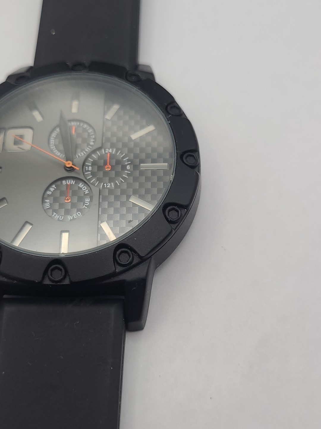 Mossimo Right Handed Black Dial Black Band Mens Quartz Watch New Battery Working