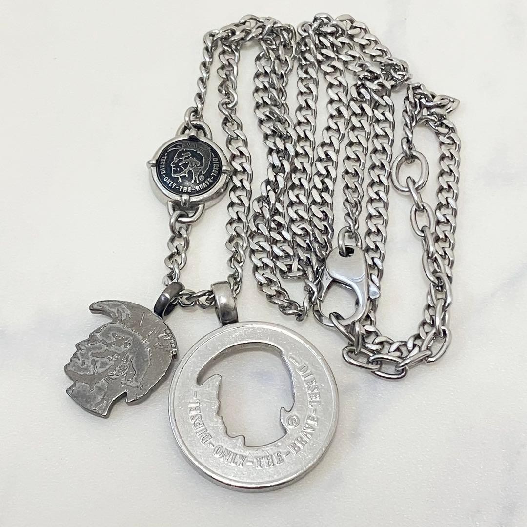 Diesel Braveman Plate Pendant Necklace Length 60cm Luxury NM Men Rare