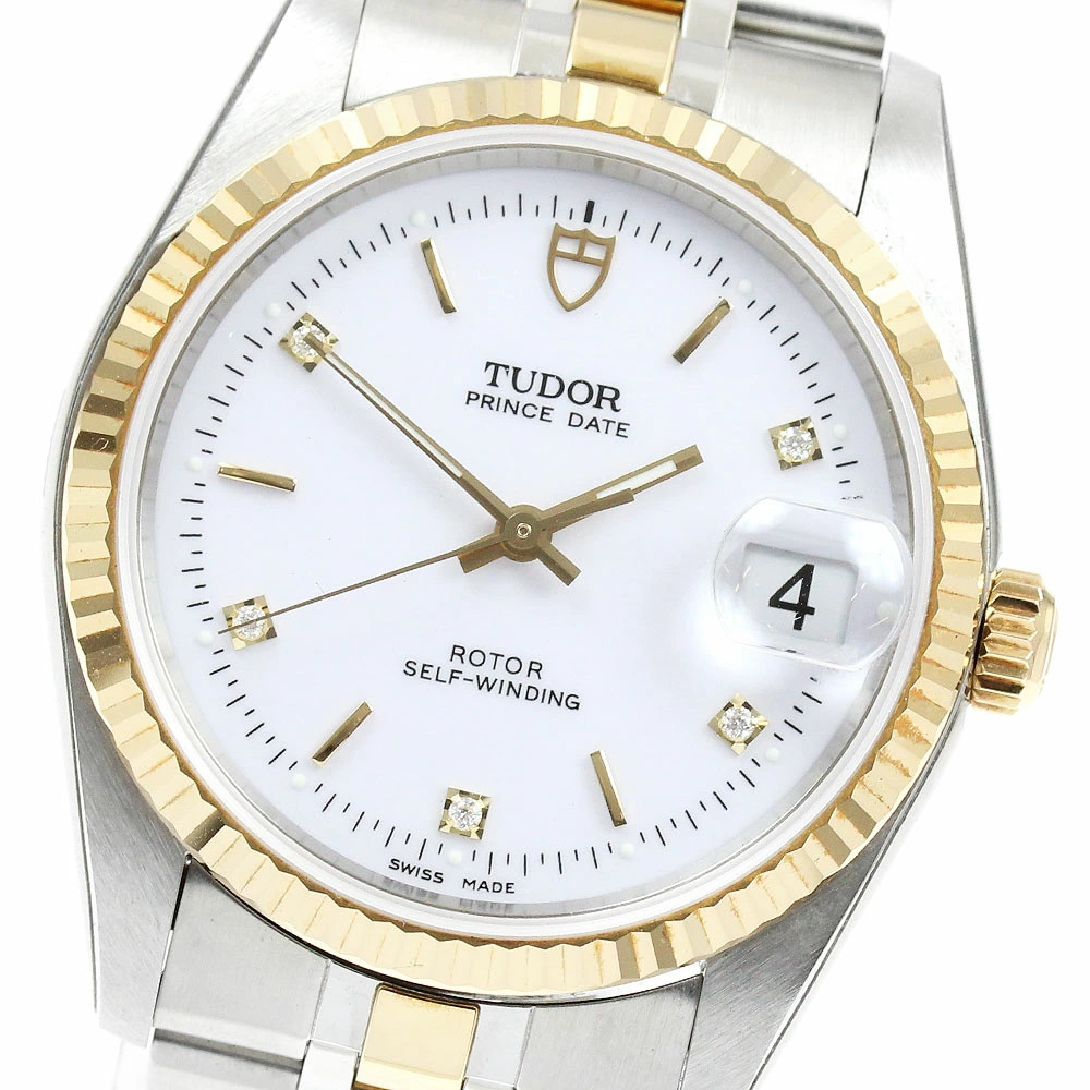 TUDOR WATCH 74033 PRINCE DATE 5P DIAMOND YG COMBINATION AUTOMATIC DATE MEN’S F/S