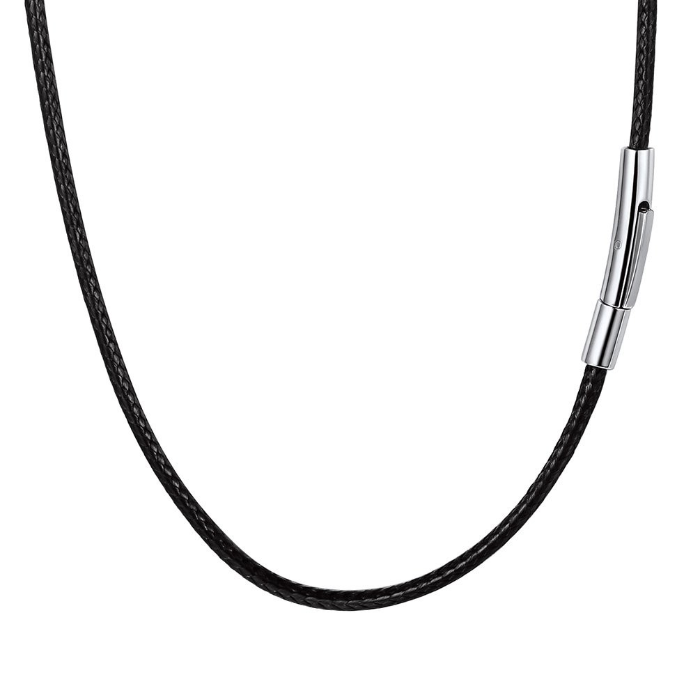 Mens Necklaces Black Jewelry 20inch Simple String Necklace Plain Black Leathe…