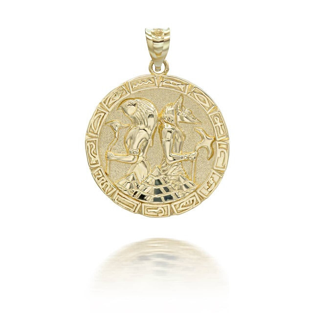 Gold Ancient Egyptian Anubis and Osiris Pendant Necklace