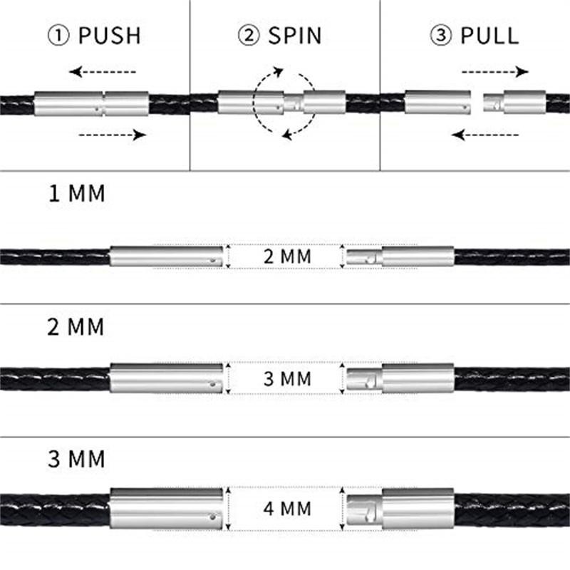 Black Genuine Leather Rope Necklace with Clasp Cord Chain Line String for Diy Pe