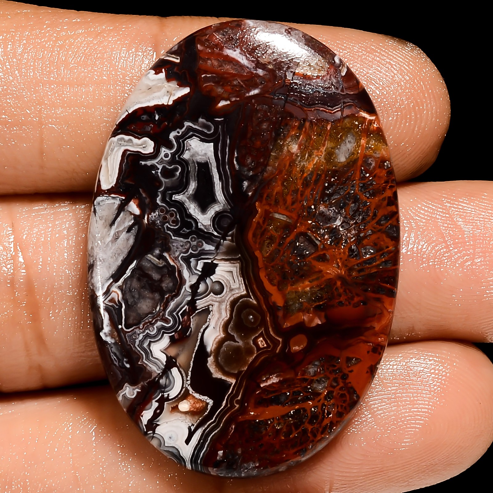 Natural Crazy Lace Agate Oval Shape Cabochon Gemstone 39 Ct. 37X24X4 mm EE-52536