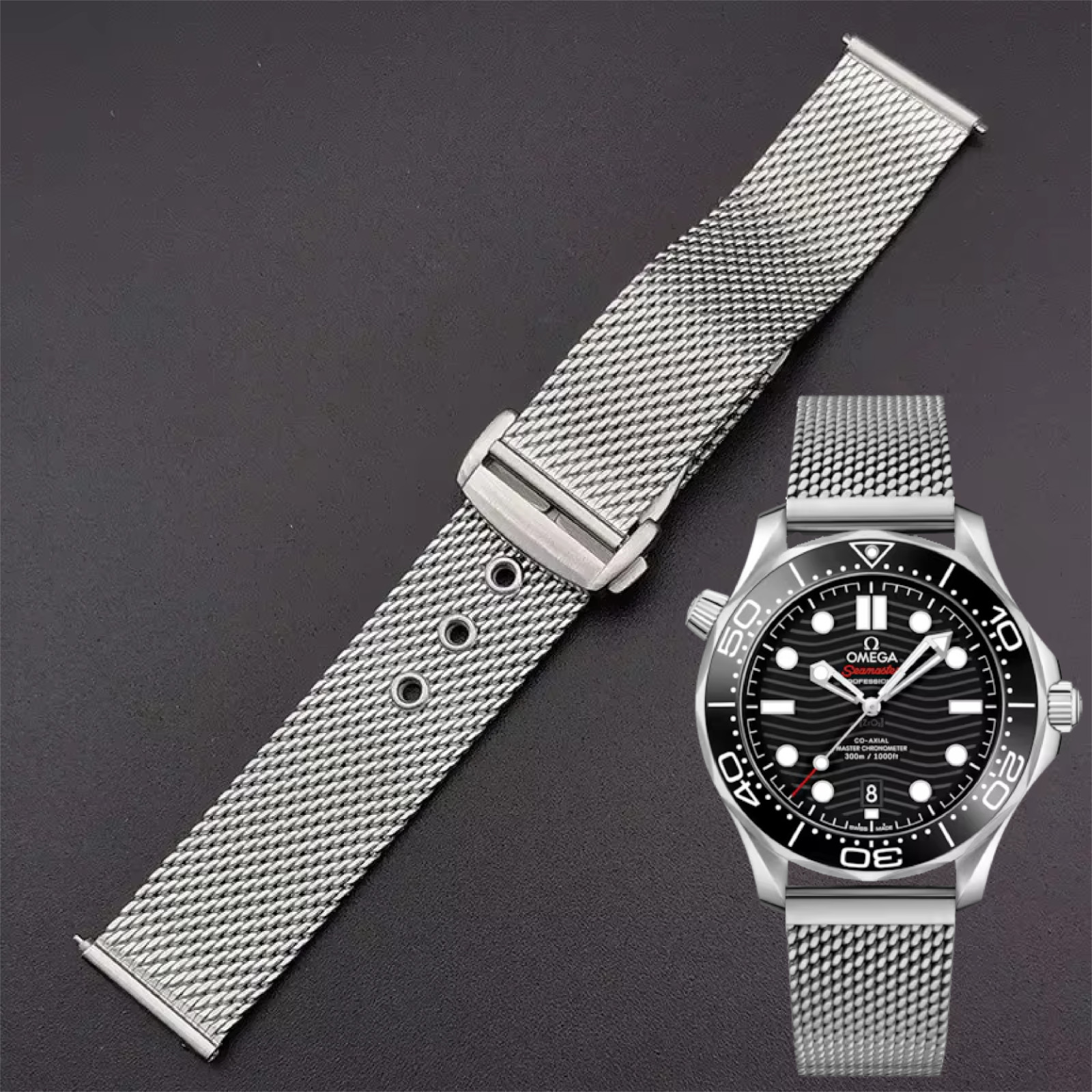 20mm Braided Stainless Mesh Band Strap For Omega Seamaster No Time To Die 007