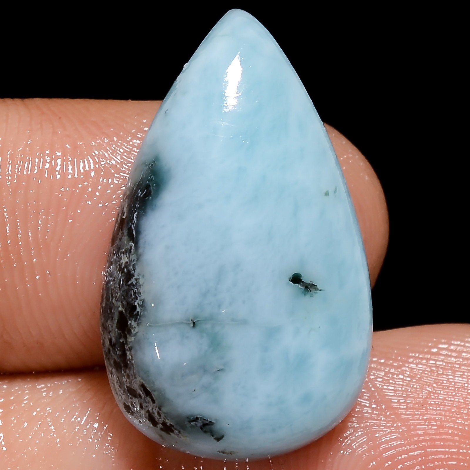 Natural Larimar Pear Shape Cabochon Loose Gemstone 18.5 Ct. 24X14X6 mm GC-37004
