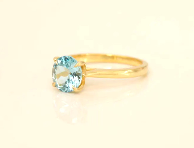 Natural Aquamarine 5.20 CT Cut Women’s Ring 14K Yellow Gold Plated Ring