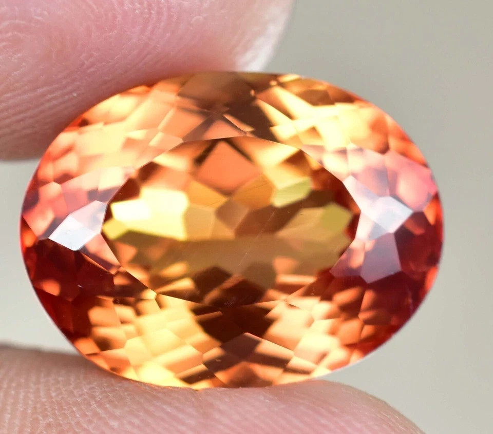 FLAWLESS Natural Imperial Topaz 23.00 Ct Oval Untreated Certified Loose Gemstone