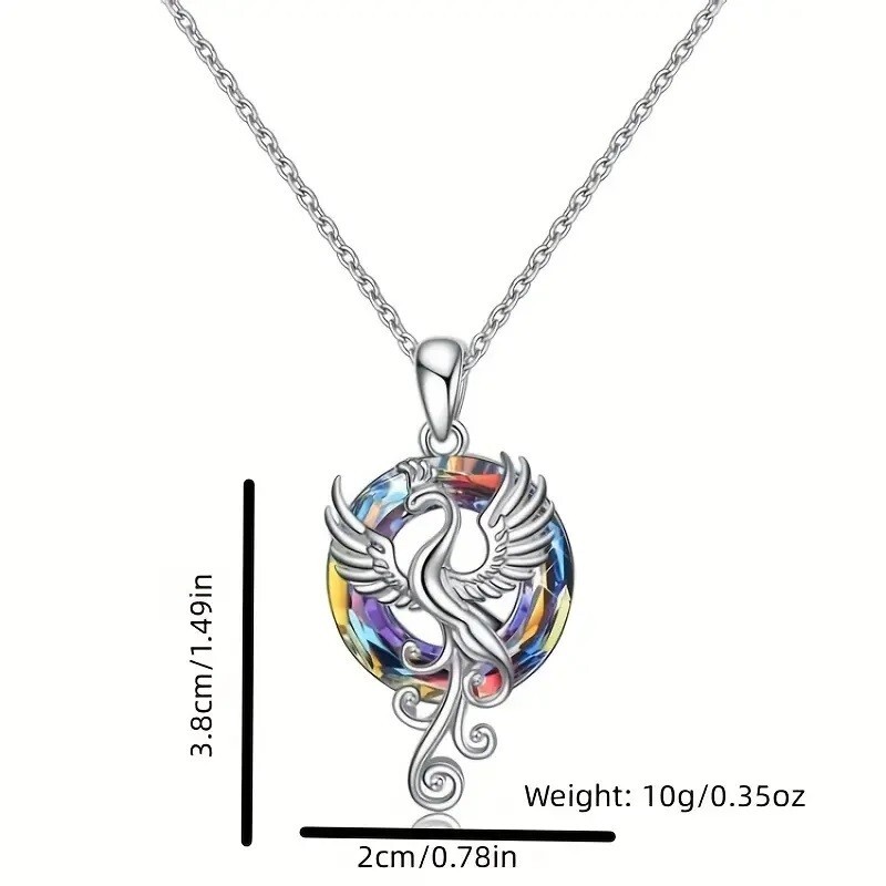 Rainbow Mystical Fire Topaz 925 Sterling Silver Charms Phoenix Pendant Necklace