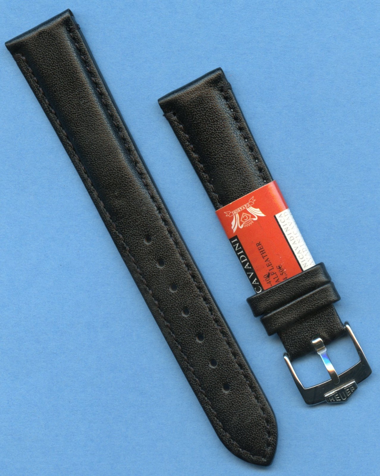 GENUINE BLACK CALF LEATHER CAVADINI STRAP 18mm 19mm 20mm & PRE TAG HEUER BUCKLE