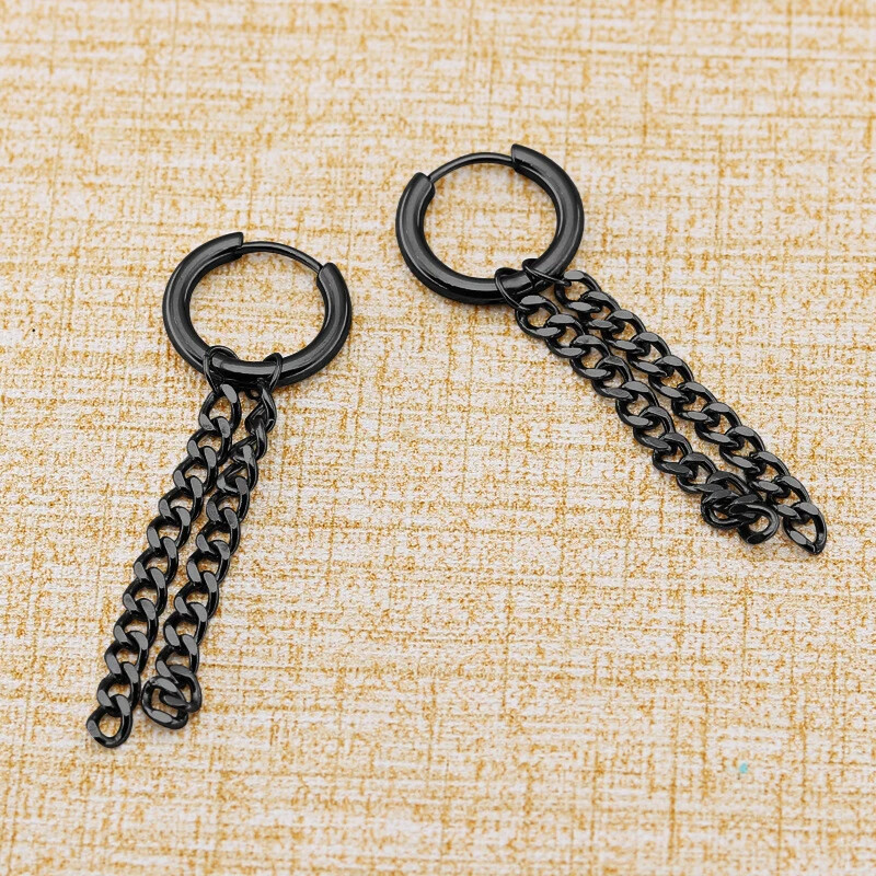 Stud Earrings Stainless Steel Punk Style for Men Women Black Piercing Set