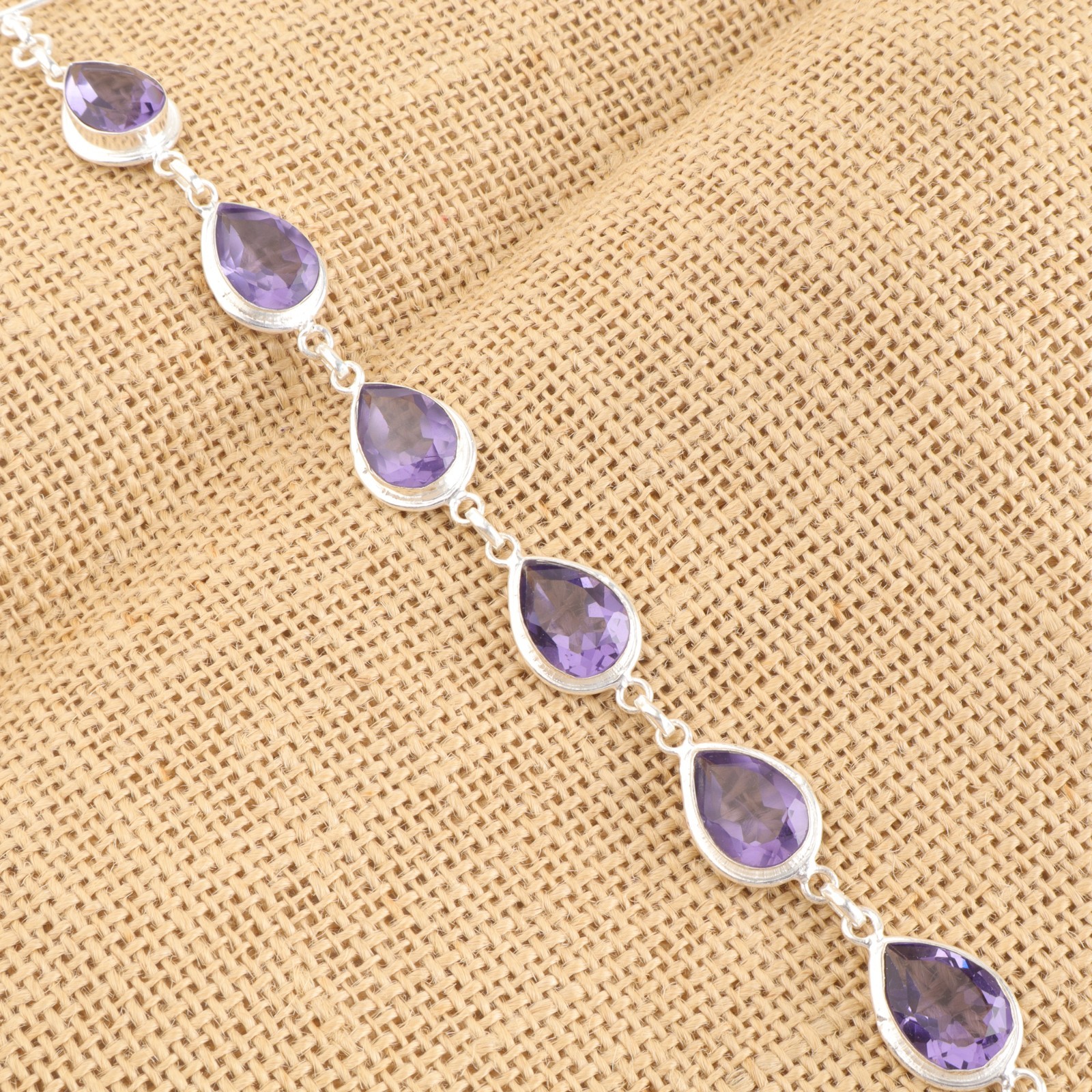 Deep Blue Iolite Bracelet 925 Sterling Silver Handmade Violet Gemstone Jewelry
