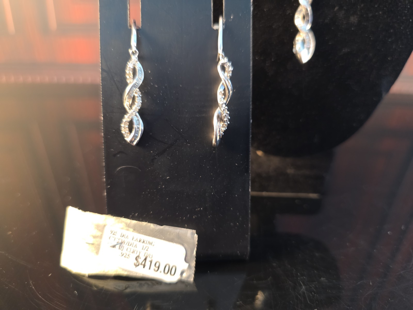 Diamond Earrings And Necklace Sterling Silver See Tag Picture For Details.