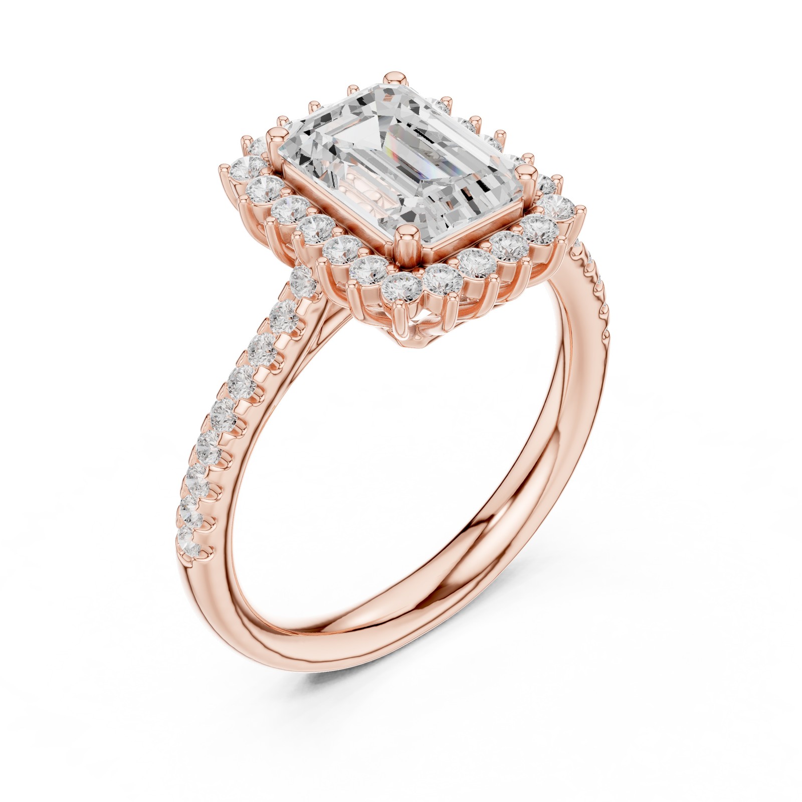 Certified Emerald Cut 2.3 Ct Lab Grown Diamond Engagement Ring 14K Gold Over