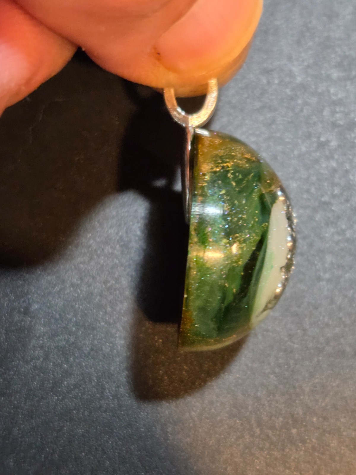 OOAK Nebula Alien Probe Resin Round Pendant BB Inclusions N103
