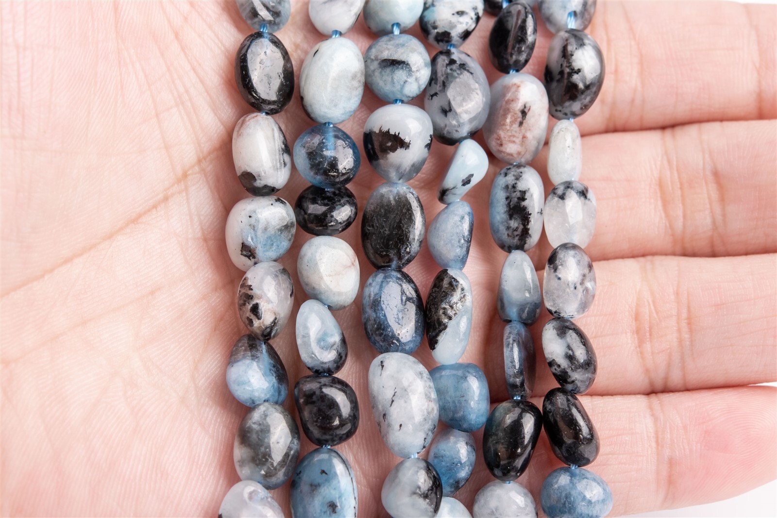 8x5MM Blue Aquamarine Pebble Chips Grade A Genuine Natural Gemstone Loose Beads