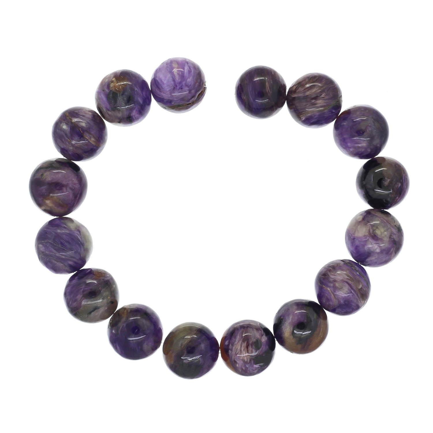 16 Russian Charoite Round Beads 12-12.4mm 7.8″ #86222