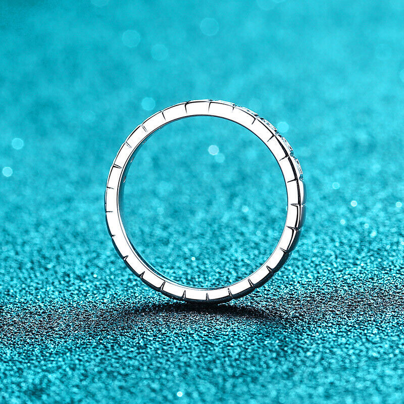 2.4mm Round Cut Moissanite Half Eternity Band Ring for Women 925 Sterling Silver